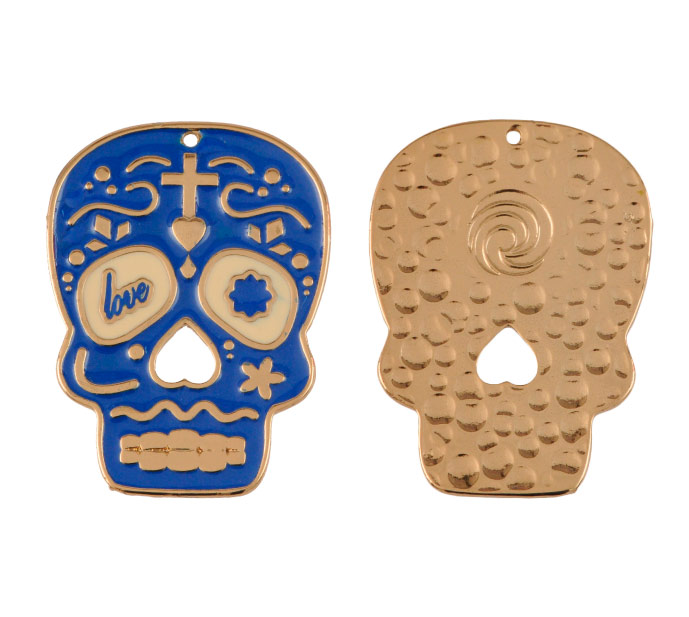 Dije calavera grande ref 4179-1 azul rey 42x57 mm/