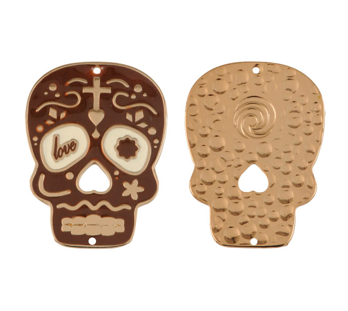 Dije calavera peq ref 4180-1 cafe 30x40mm/Dor x un