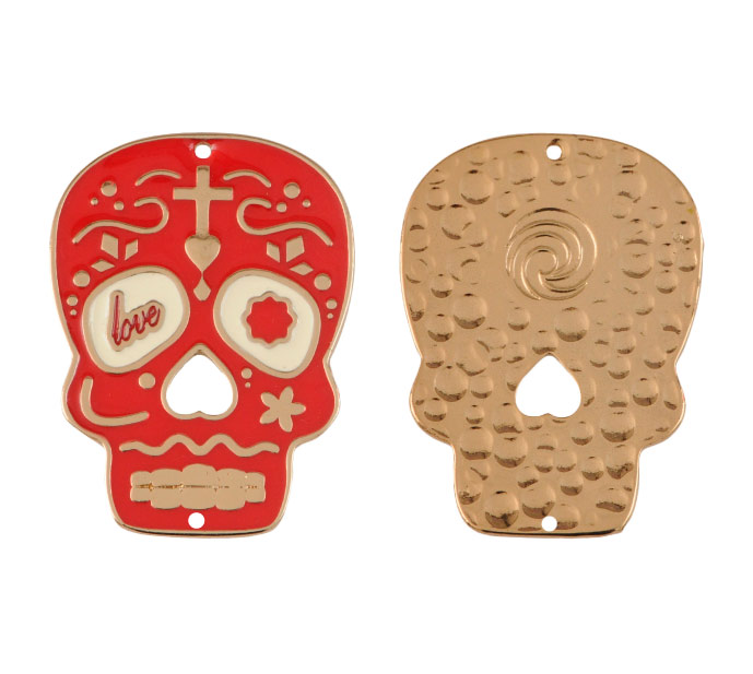 Dije calavera peq ref4180-1 rojo/blanco30x40mm/dor