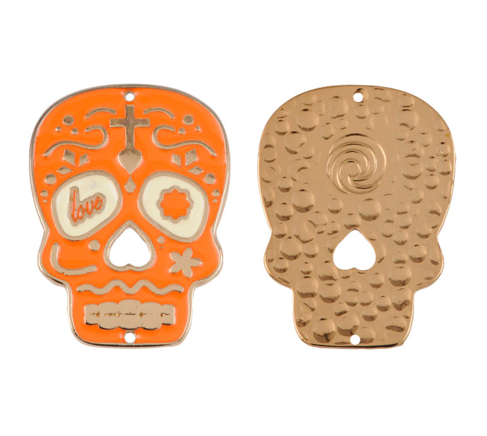 Dije calavera peq ref 4180-1 naranja 30x40mm/dor x