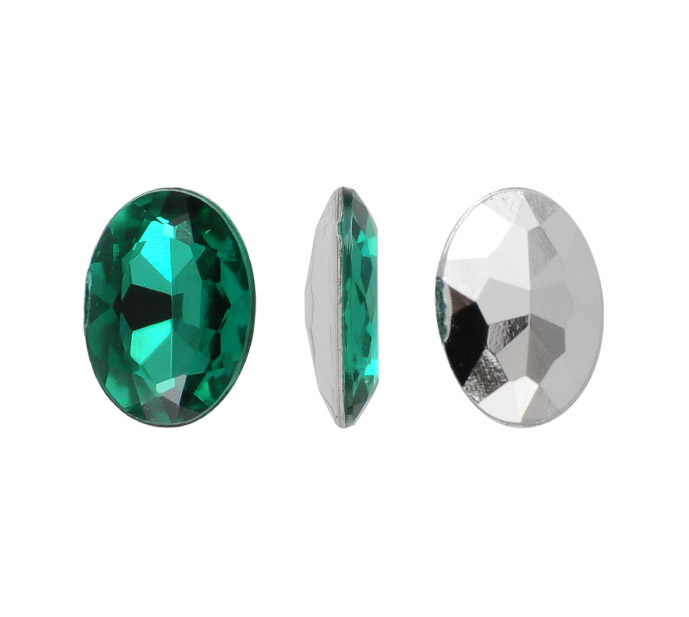 Acrilico K1022 oval con cono 6x8mm emerald 6 x und