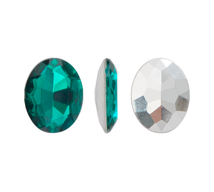 Acrilico K1022 oval con cono 8x10mm emerald 6 x und