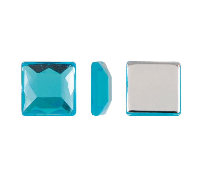 Acrilico K1014 cuadrado plano 10mm aguamarine 25 x und