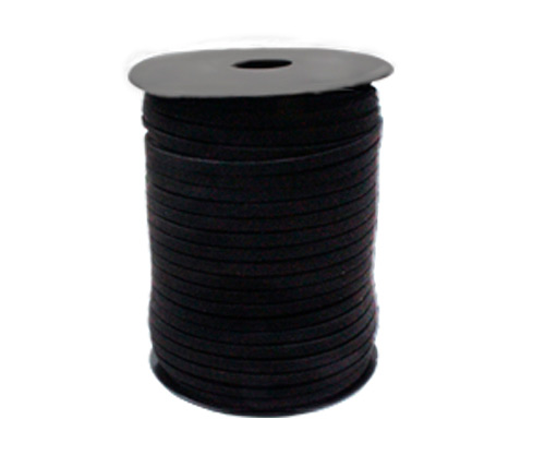 Cuero plano gamuzado 4mm Negro Rollo x 100mt