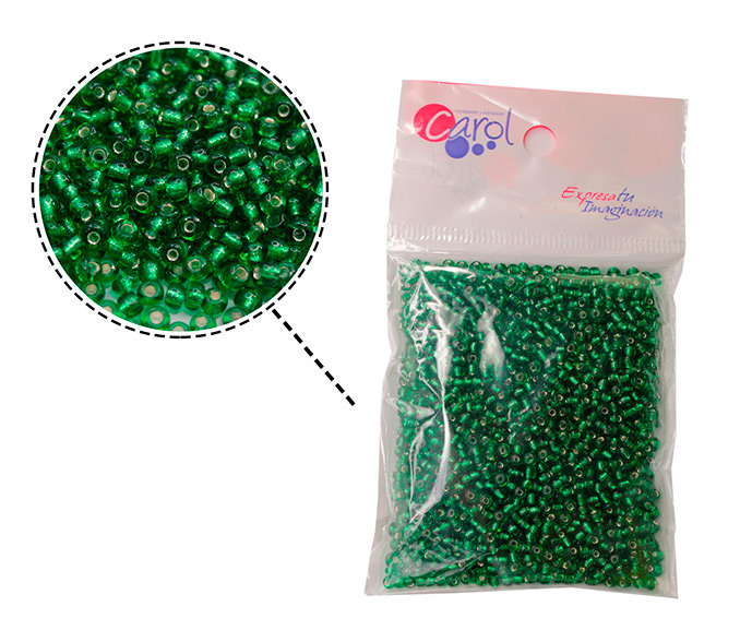 Mostacilla china 8/0-3mm emerald trasl x 50 grs