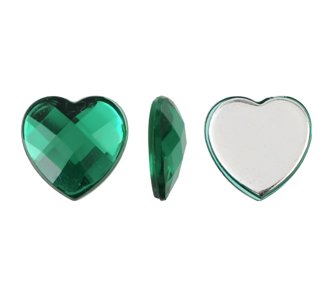 Acrilico K1025 corazon plano 12mm emerald 6 x und