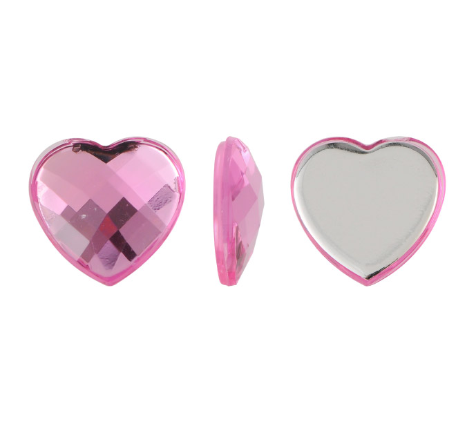 Acrilico K1025 corazon plano 12mm rose 8 x und