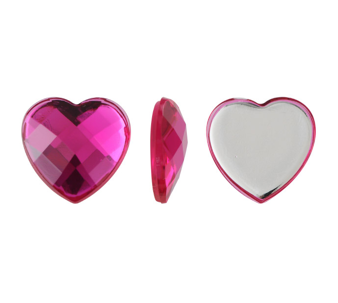 Acrilico K1025 corazon plano 12mm fuchsia 31 x und