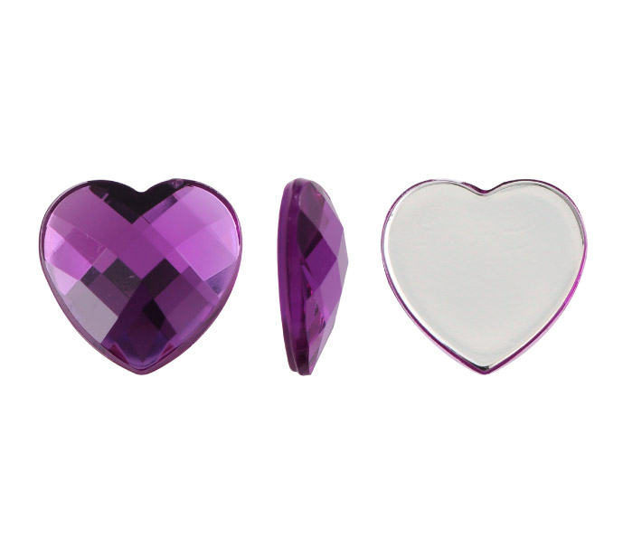 Acrilico K1025 corazon plano 14mm purple velvet 5 x und