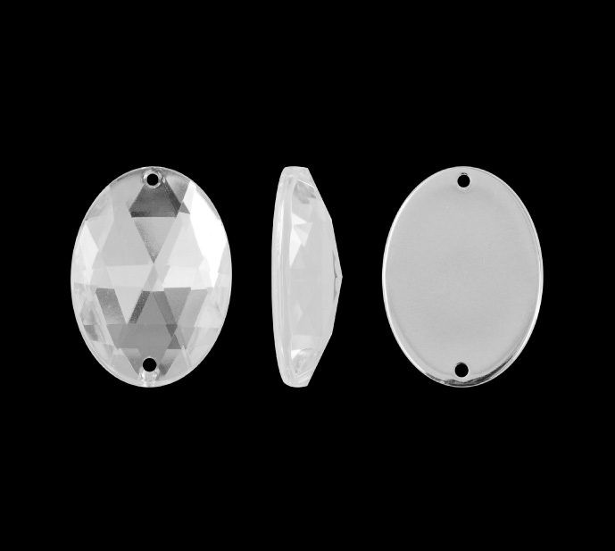 Piedra hilo B49 oval plano 13x18mm crystal 2 x und