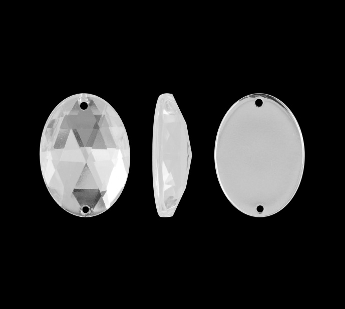 Piedra hilo B49 oval plano 15x21mm crystal 2 x und