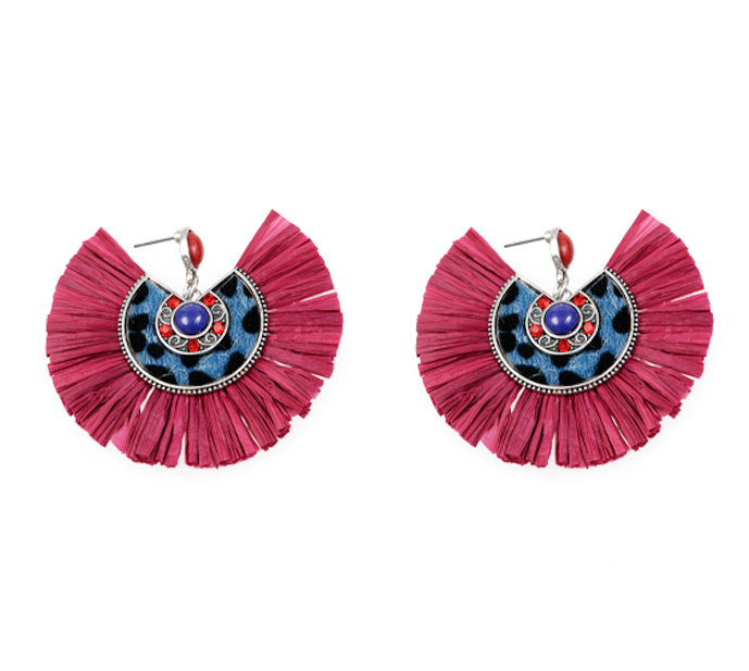 Aretes borla N.4 fuchsia x par