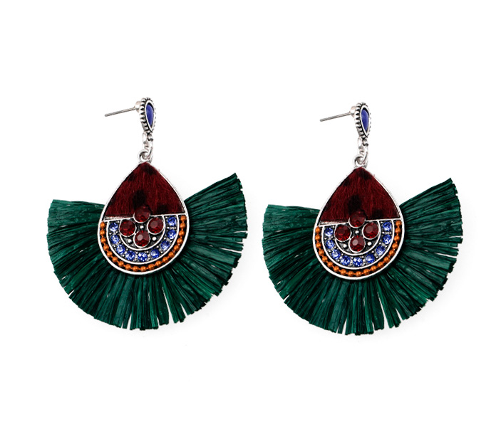 Aretes borla N.6 verde x par