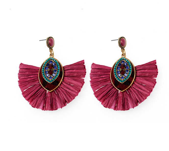 Aretes borla N.8 fuchsia x par