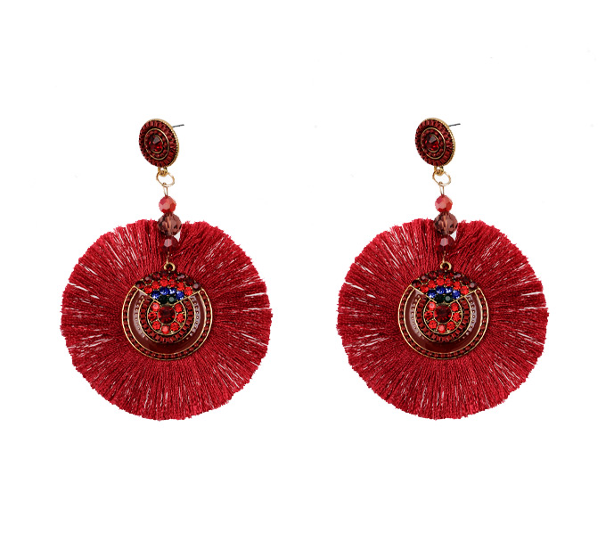 Aretes borla N.12 rojo x par