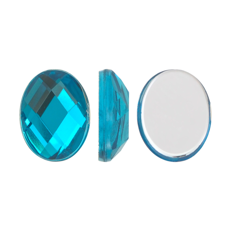 Acrilico K1029 oval plano 6x8mm blue zircon 39 x und