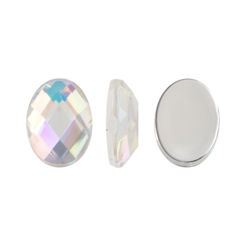 Acrilico K1029 oval plano 6x8mm crystal AB 14 x und