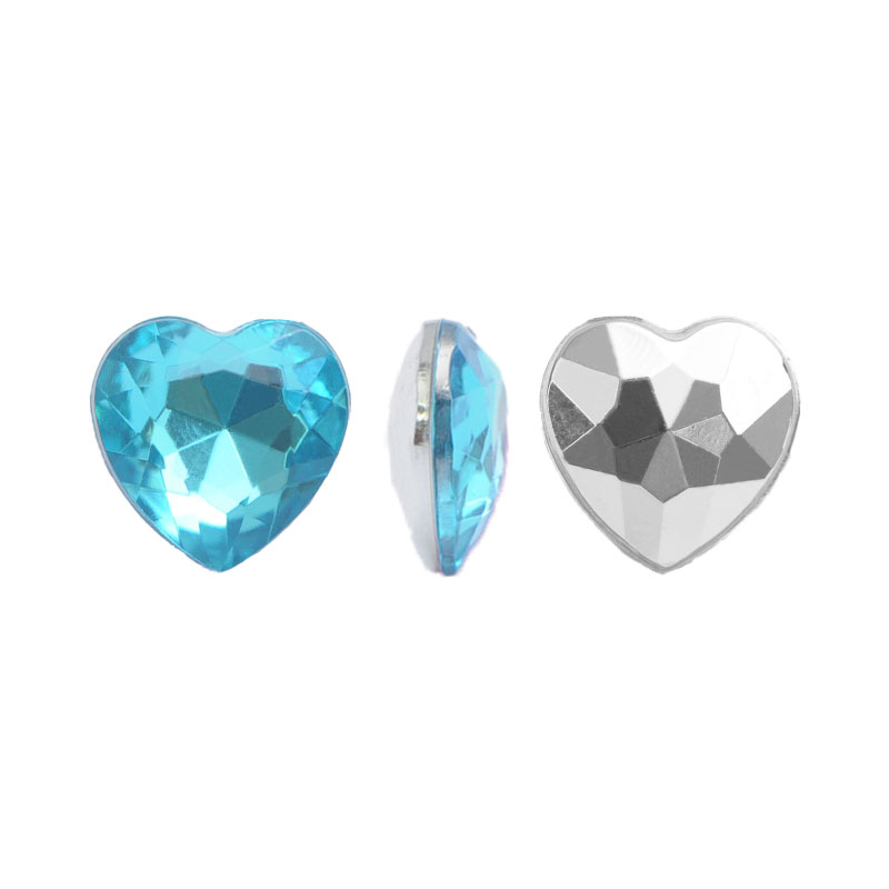 Acrilico K1019 corazon con cono 8mm aquamarine 25 x und