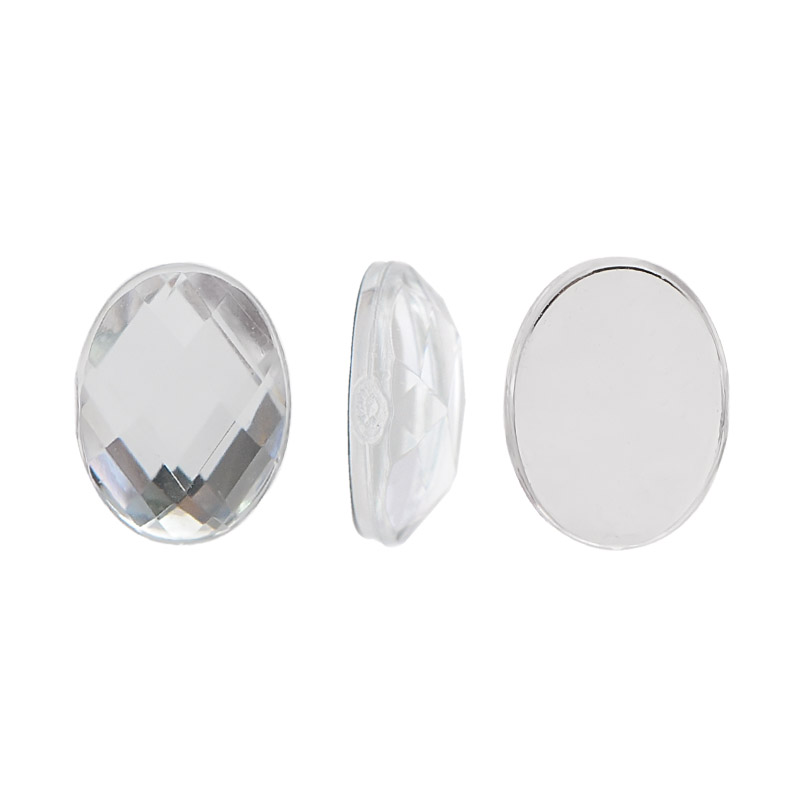 Acrilico K1029 oval plano 6x8mm crystal 2 x und