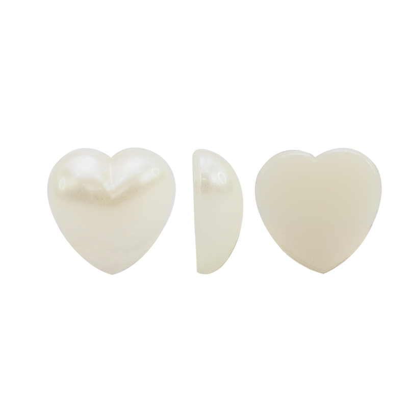 Acrilico K1057 corazon plano 10mm white pearl J2 x und