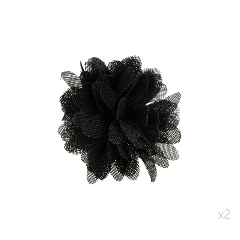 Flor organza 4-4.5cm N.75 negro x par