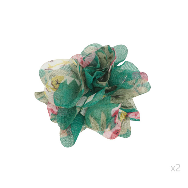 Flor organza 5cm verde x par