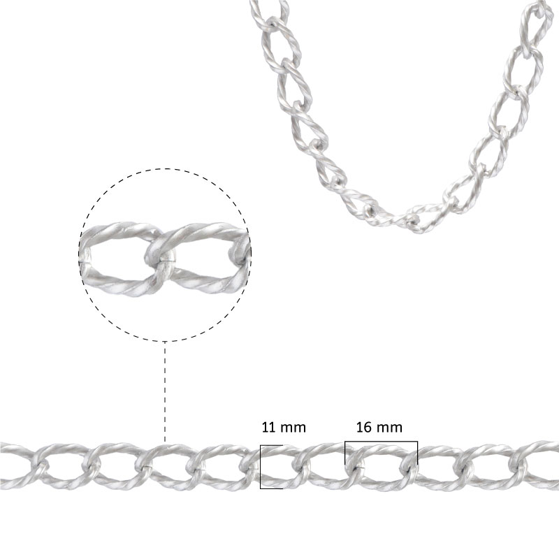 Cadena aluminio K1430 16x11mm K-08 x mt