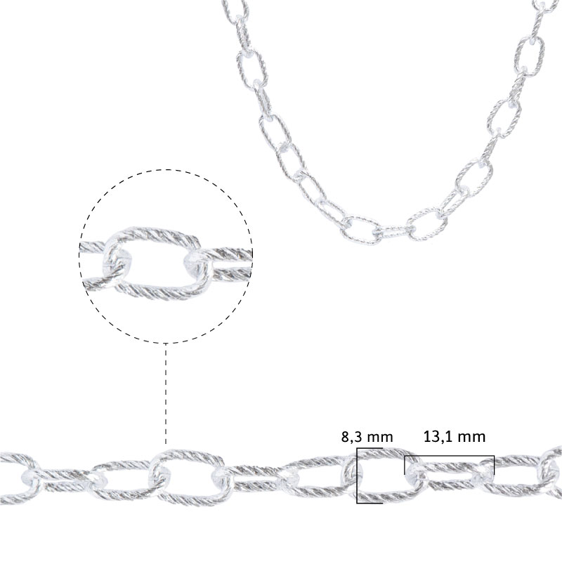 Cadena aluminio K1522 13.1x8.3mm K-15 x mt