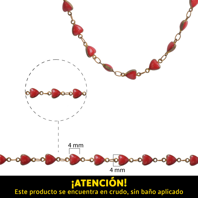 Cadena corazon rojo 4mm/R x m