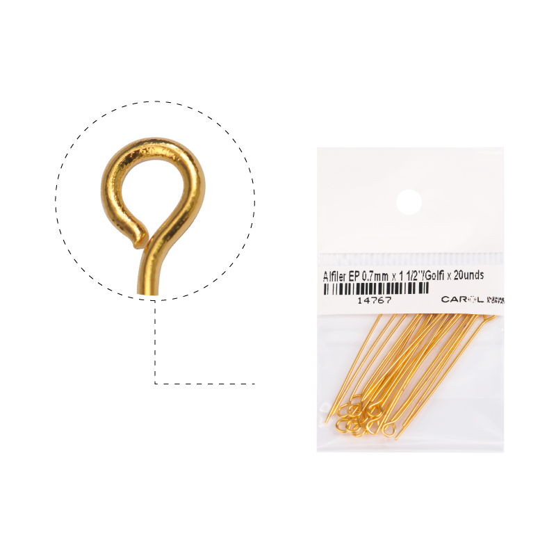 Alfiler eye pin 0.7mm x 3.8cm/Golfi x 20unds