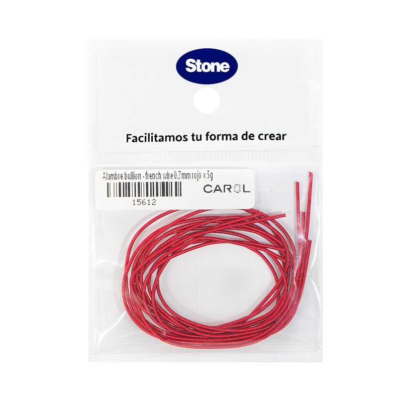 Alambre bullion - french wire 0.7mm rojo x 5g