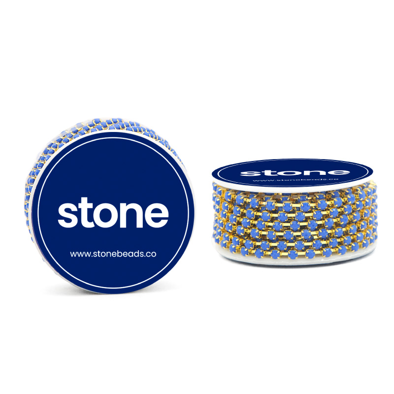 Cadena strass #25 azul 2.5mm/Gilt x 2 metro