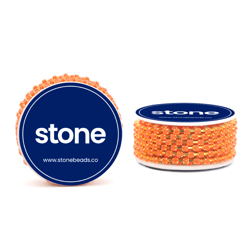 Cadena strass #4 naranja 2.5mm/Gilt x 2 metro