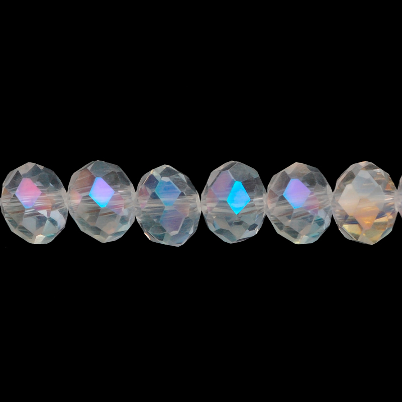 Murano rondela facetada 8mm crystal 02 AB x 66unds