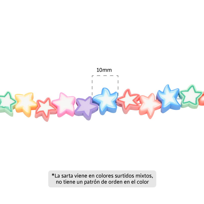 Sarta fimo estrella 10mm mix x 40unds