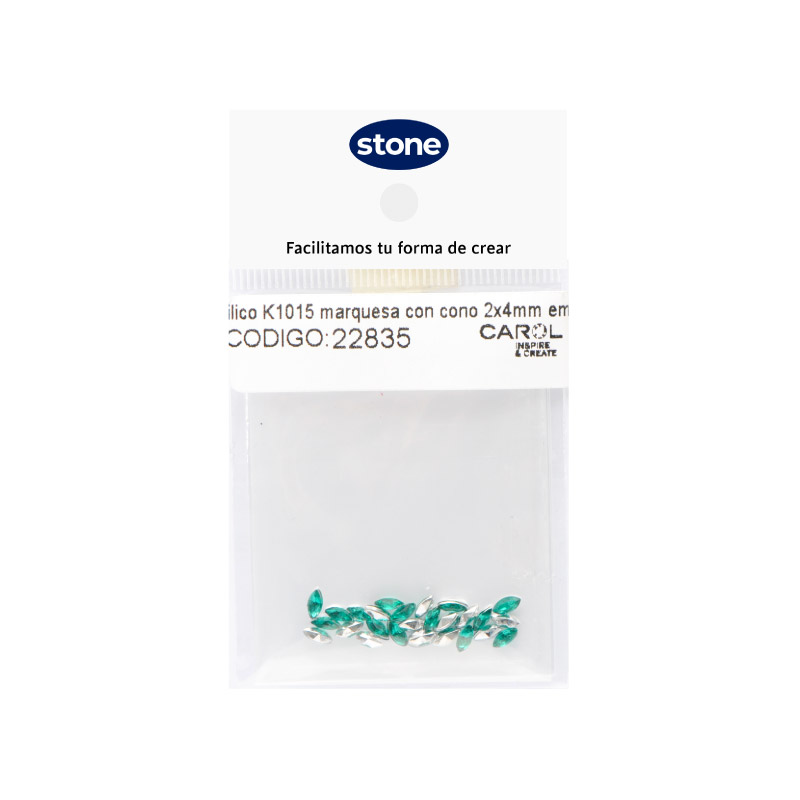 Acrilico K1015 marquesa con cono 2x4mm emerald 6 x 28 unds