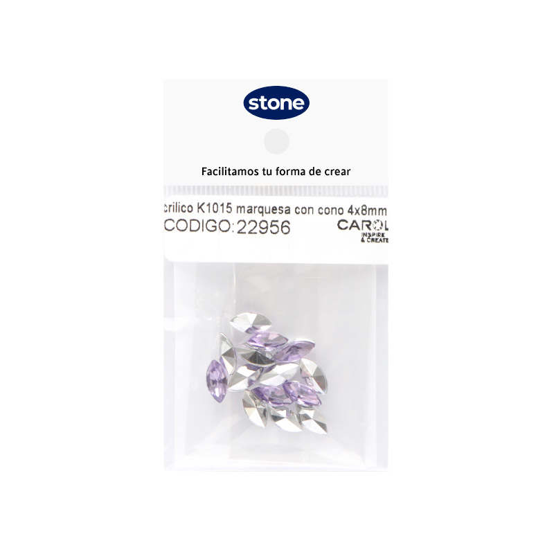 Acrilico K1015 marquesa con cono 4x8mm violet 9 x 14 unds