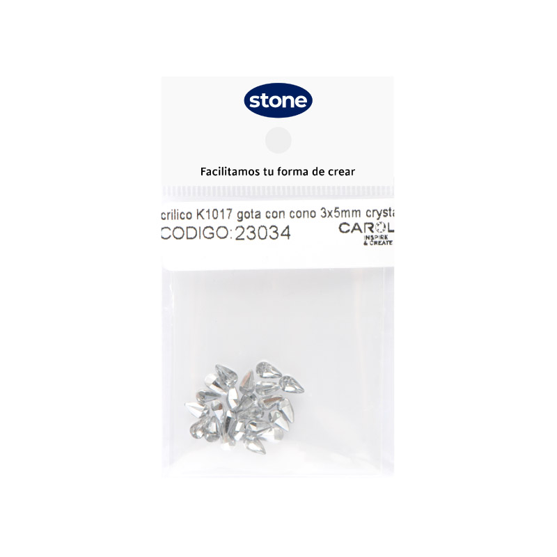 Acrilico K1017 gota con cono 3x5mm crystal 2 x 24 unds