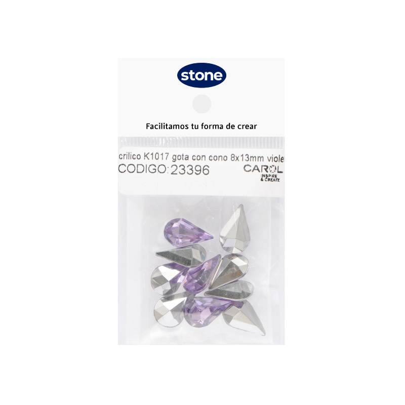 Acrilico K1017 gota con cono 8x13mm violet 9 x 10 unds