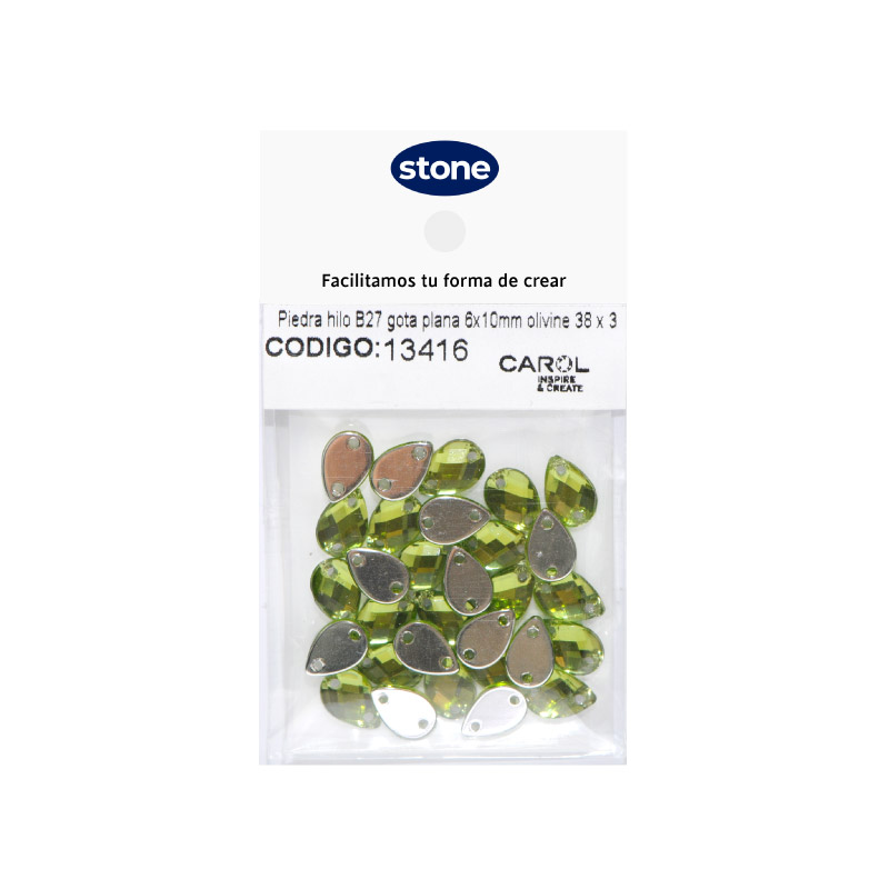 Piedra hilo B27 gota plana 6x10mm olivine 38 x 30 unds