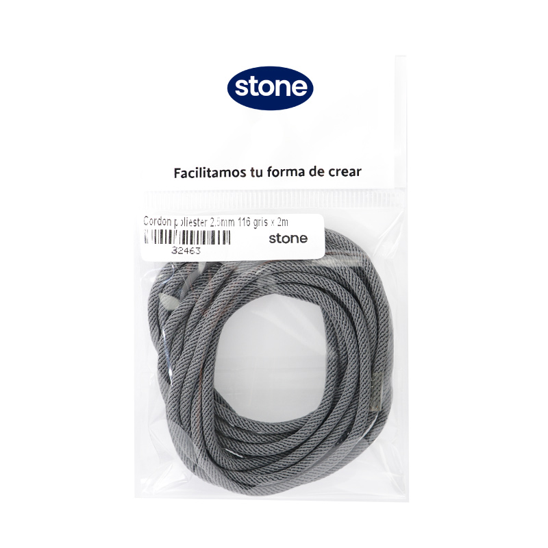 Cordon poliester 2.5mm 116 gris x 2m