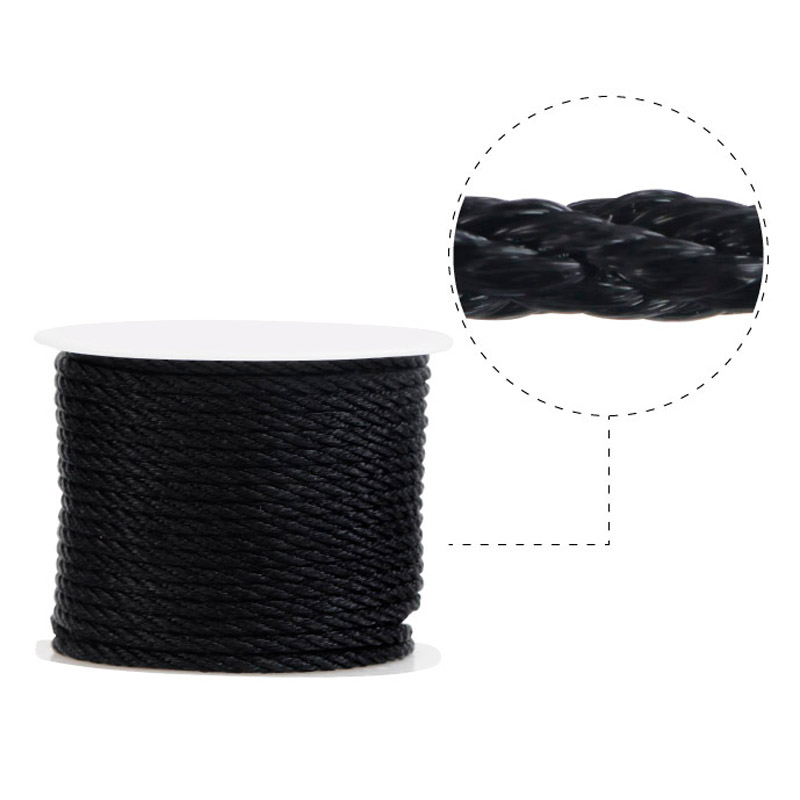 Cordon trenzado 3mm 900 negro x rollo 26yd