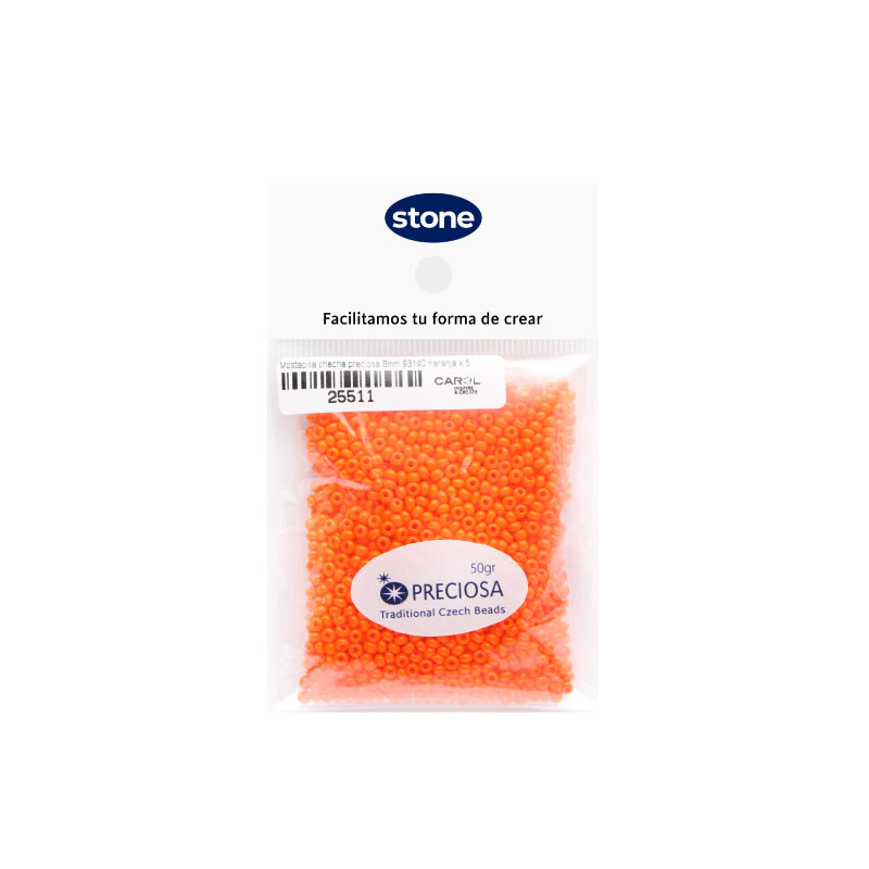 Mostacilla checa preciosa 8/0 3mm 93140 naranja x50g