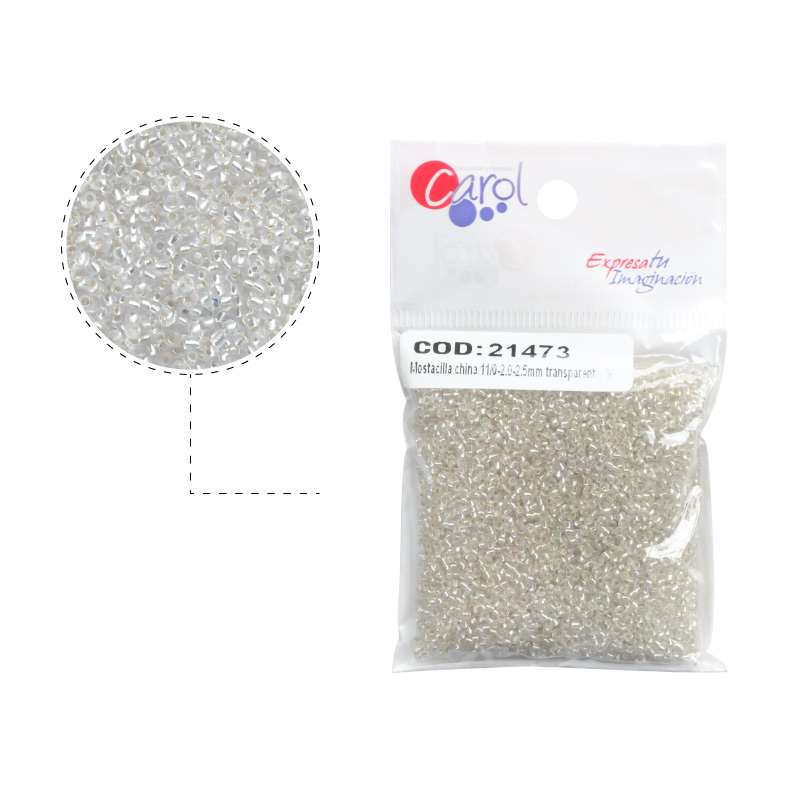 Mostacilla china 11/0-2.0-2.5mm transparent x 50 g