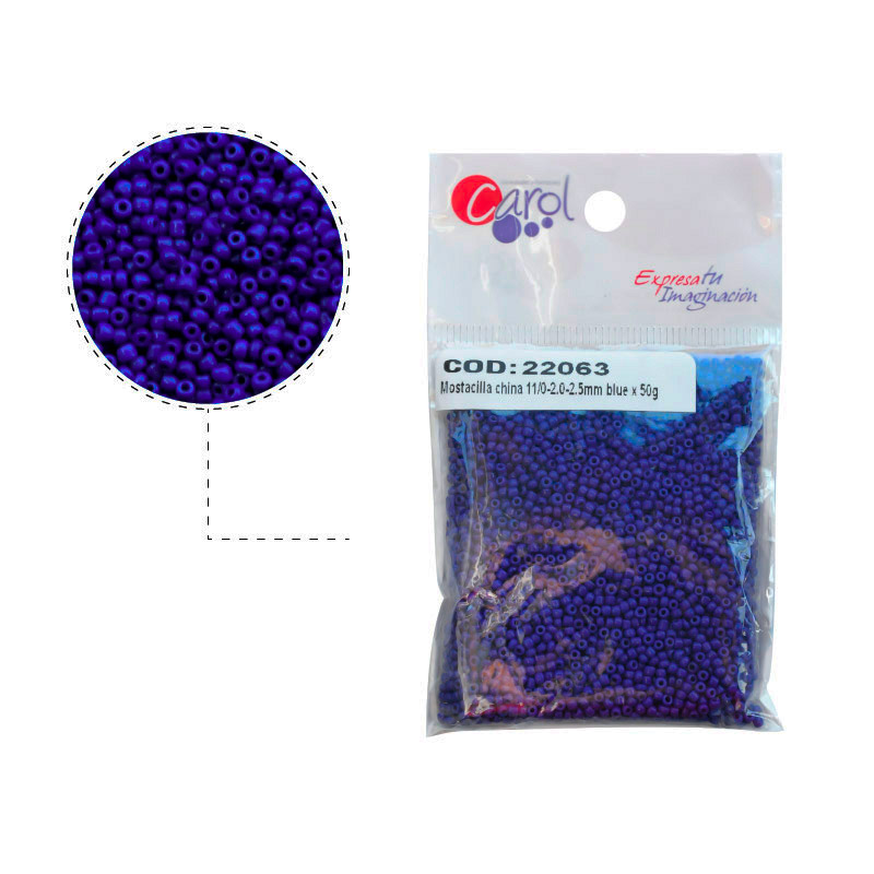 Mostacilla china 11/0-2.00-2.5mm azul x 50g