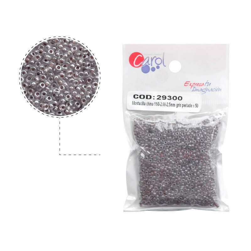 Mostacilla china 11/0-2.00-2.5mm gris perlado x 50g