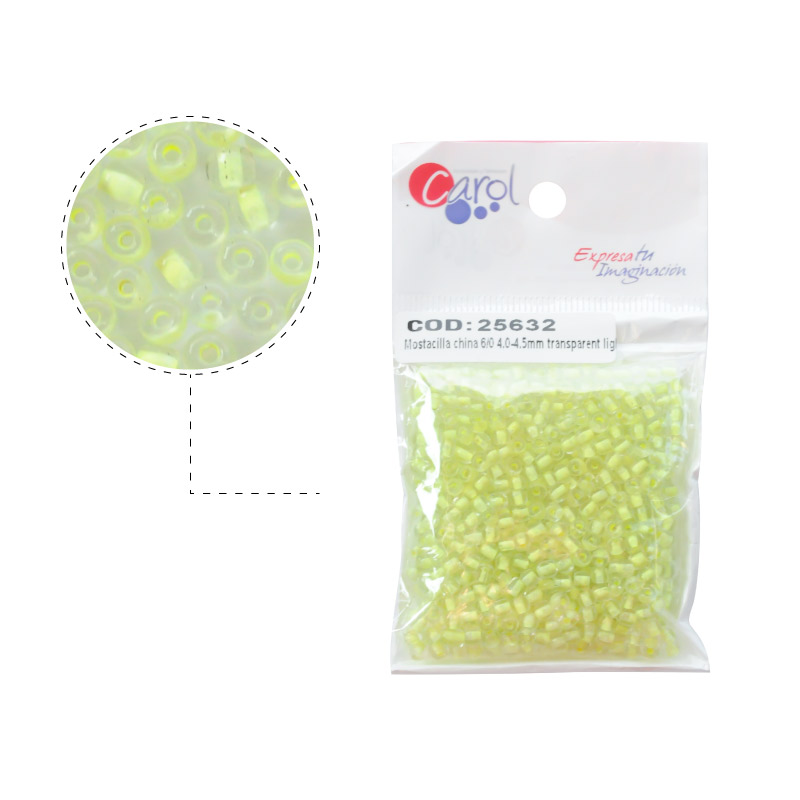 Mostacilla china 6/0 4.0-4.5mm transparent light yellow x 50g