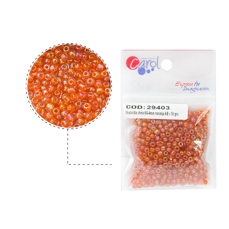 Mostacilla china 6/0-4mm naranja AB x 50 grs