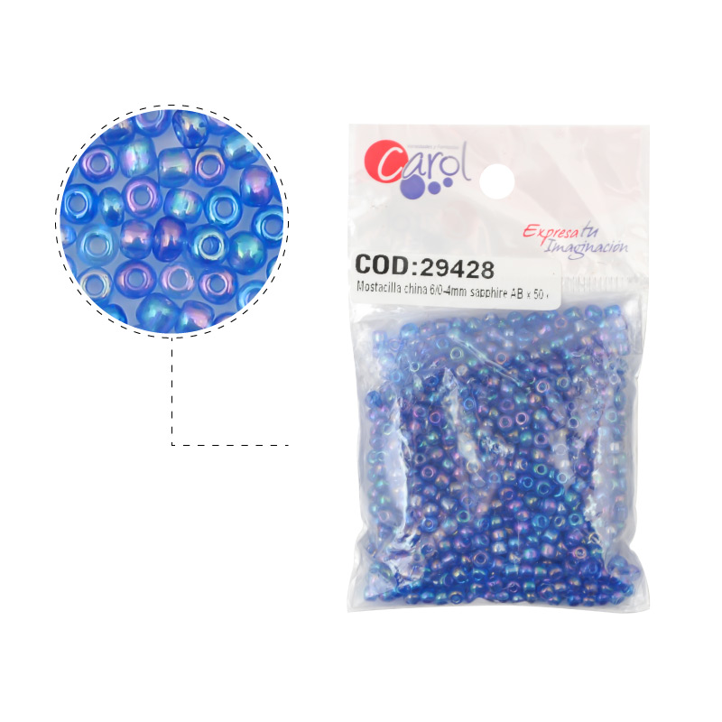 Mostacilla china 6/0-4mm sapphire AB x 50 grs