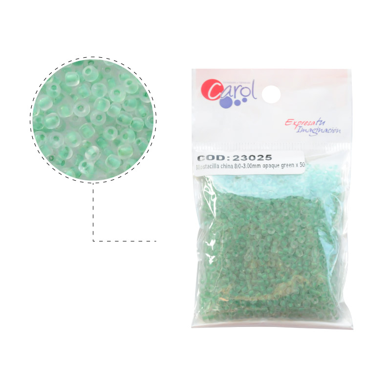 Mostacilla china 8/0-3mm opaque dark green x 50g